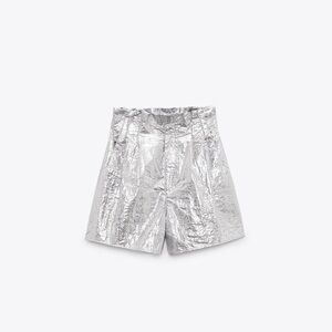 Zara pleated Silver Women's Shorts